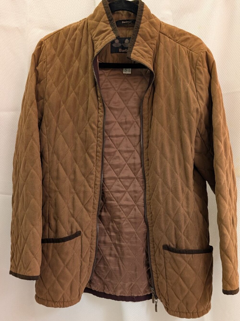 Barbour Jacket, Brown Quilted, Zip Coat, Women's, US 10, UK 14